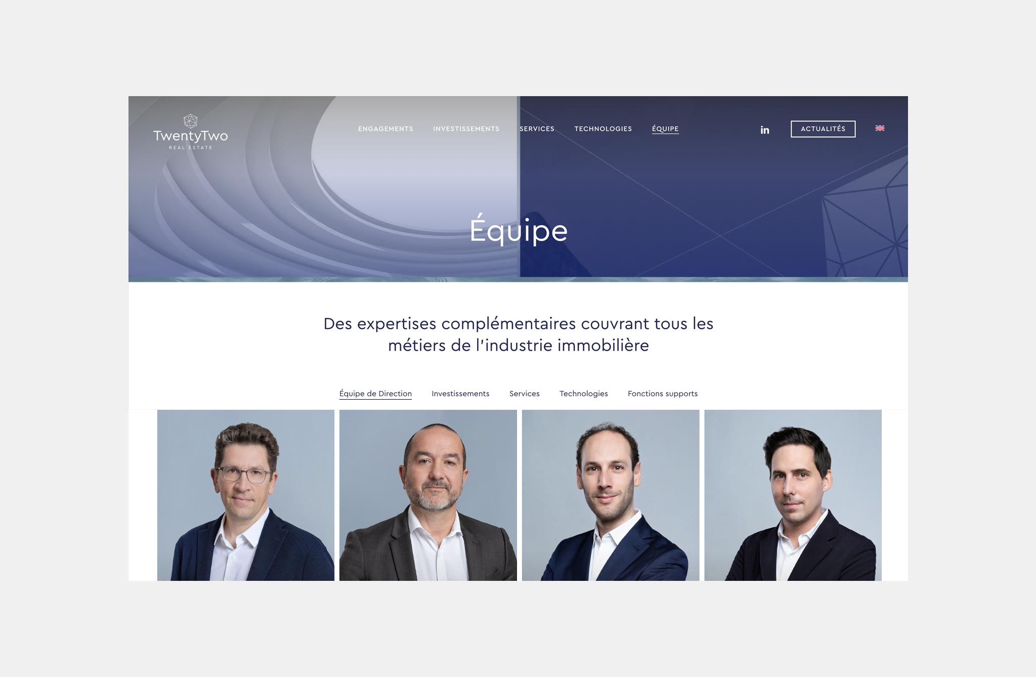 TwentyTwo Real Estate - Siteweb, équipe
